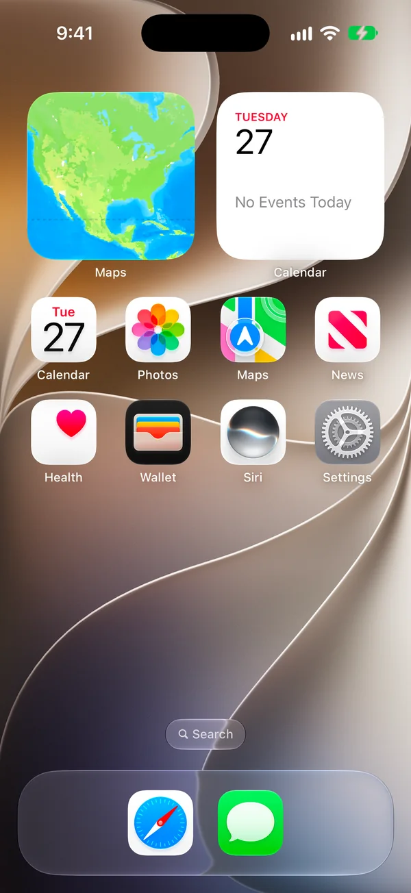 The home screen of a NoMac Simulator phone